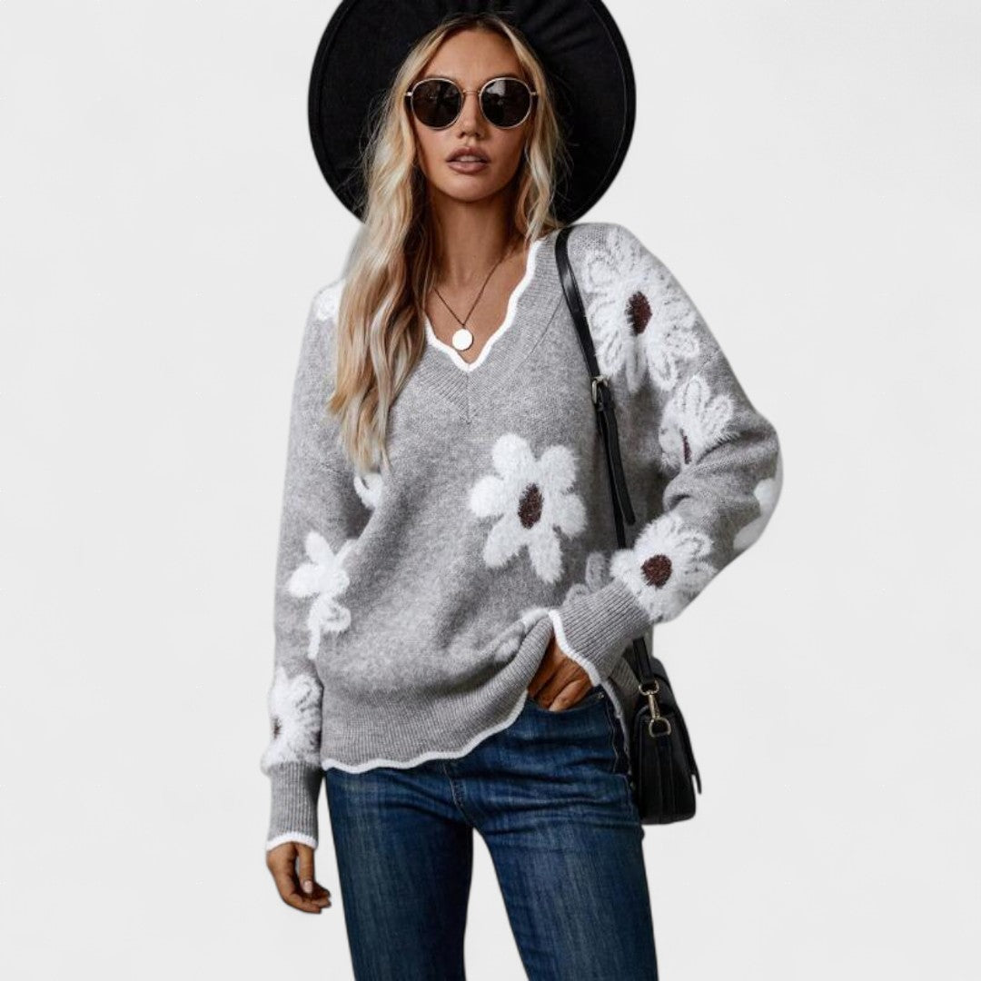 Inés™ | Suéter chic de mujer con estampado floral