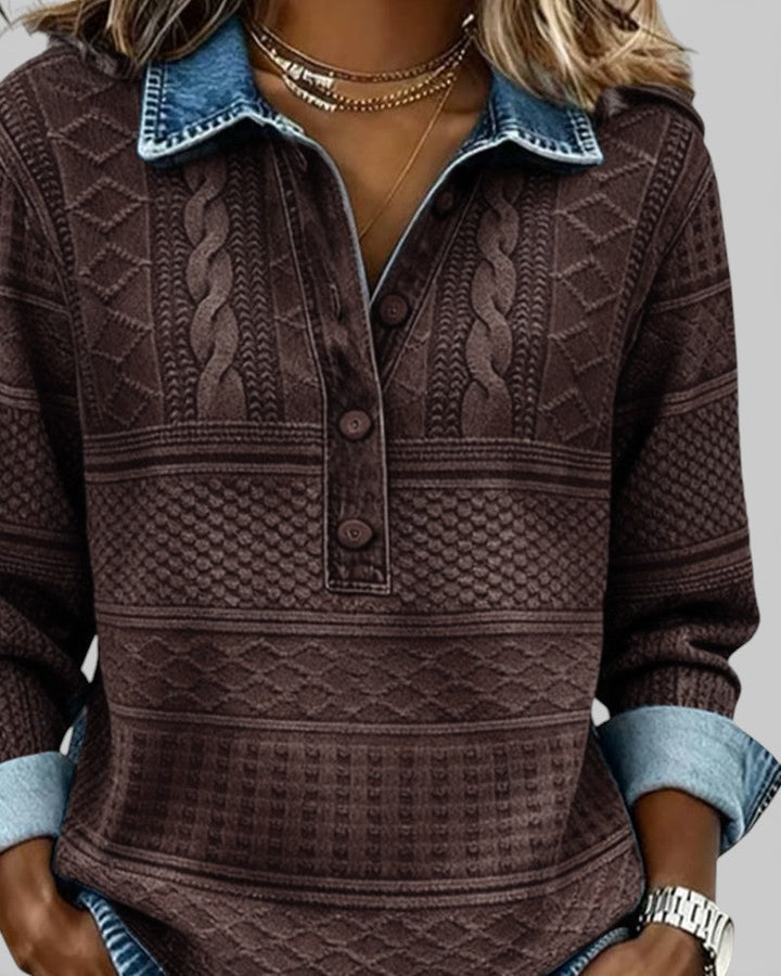Rosenda™ | Sudadera elegante con medio botón