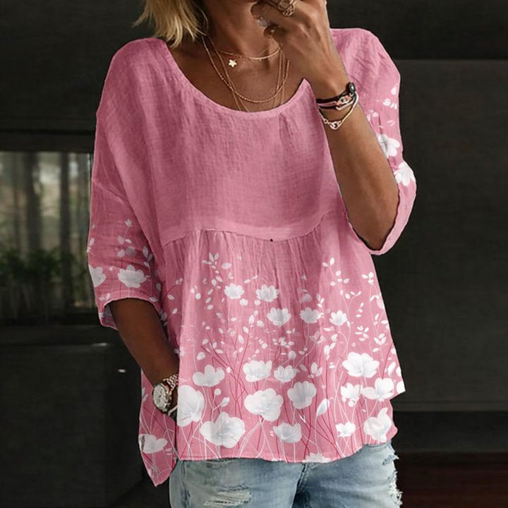 Blusa Patchwork con Flores Bordadas
