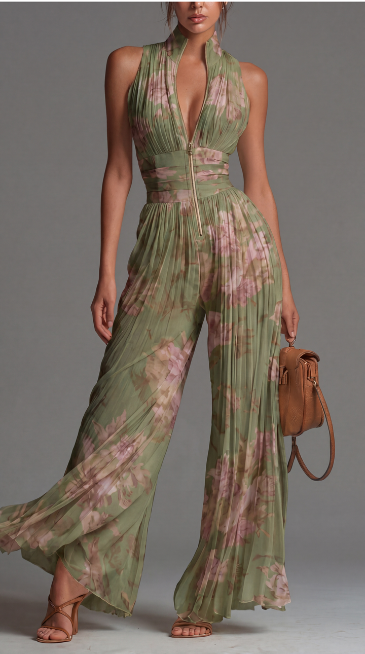 Mono Floral Plisado Sofia | Pierna Ancha