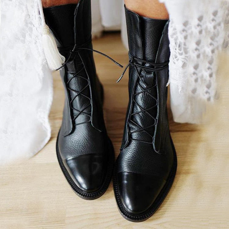 Gabriela | Botas De Cuero Sintético Negro