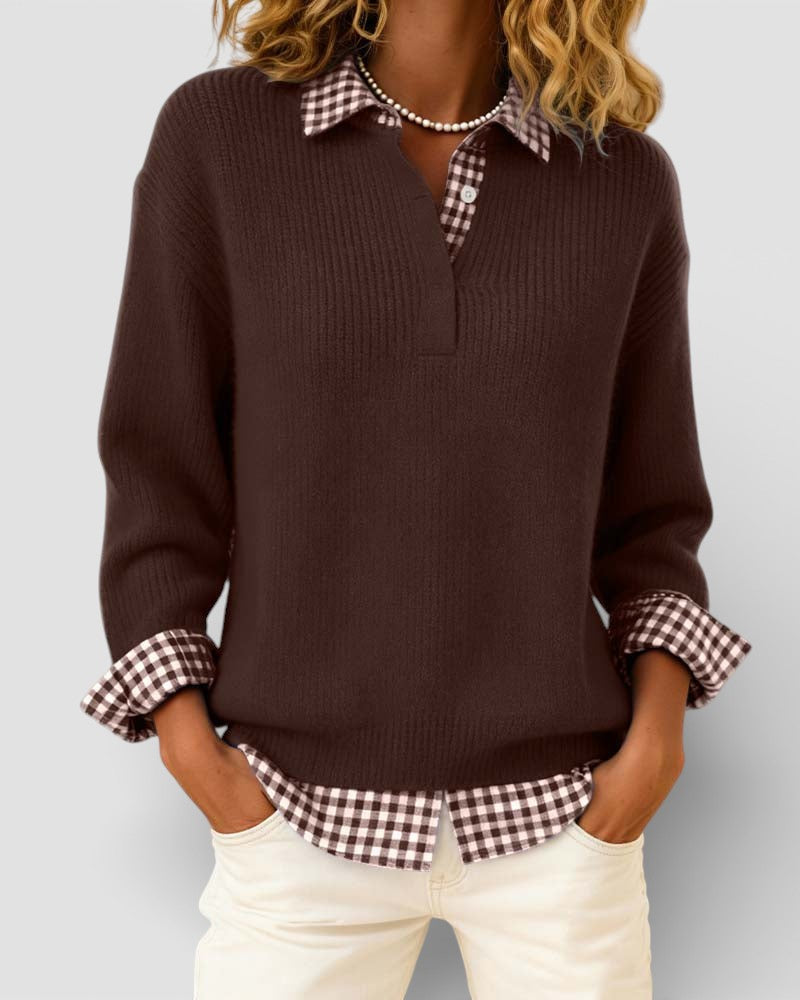 Alicia™ | Jersey de punto con detalle de cuadros