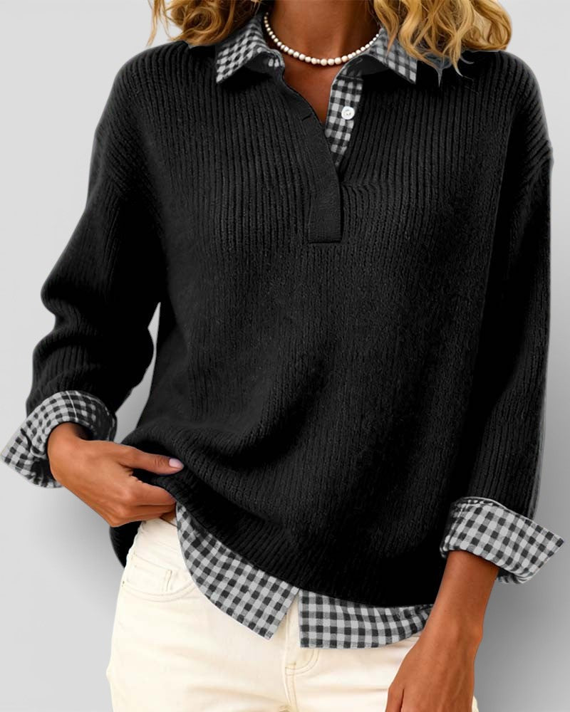 Alicia™ | Jersey de punto con detalle de cuadros