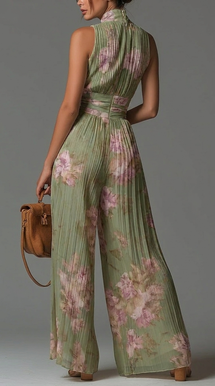 Mono Floral Plisado Sofia | Pierna Ancha